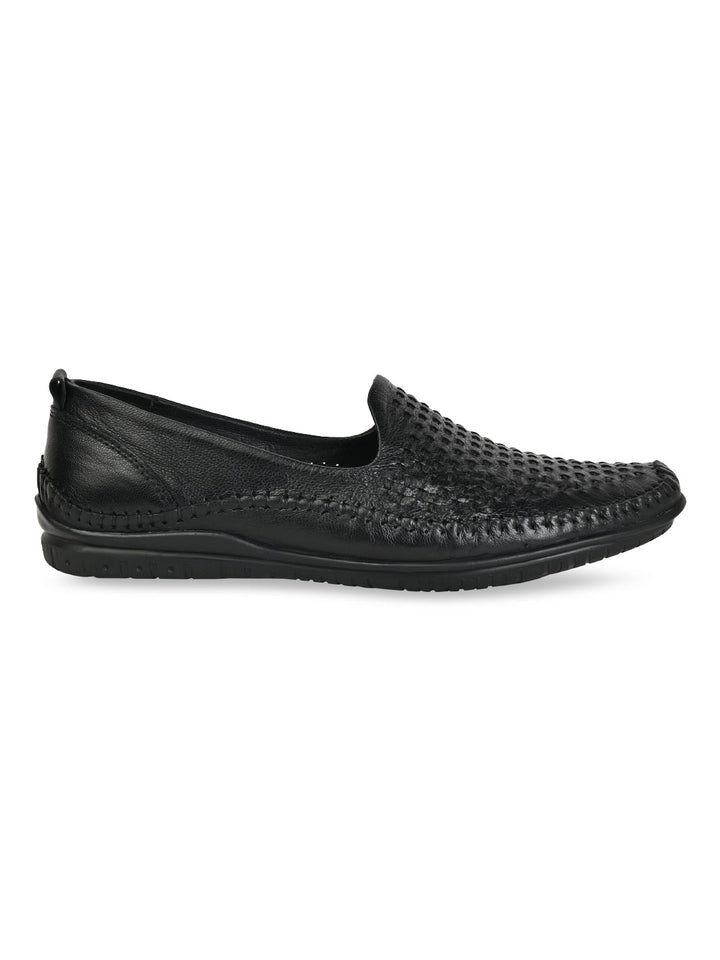 Regal Black Men Leather Woven Morris
