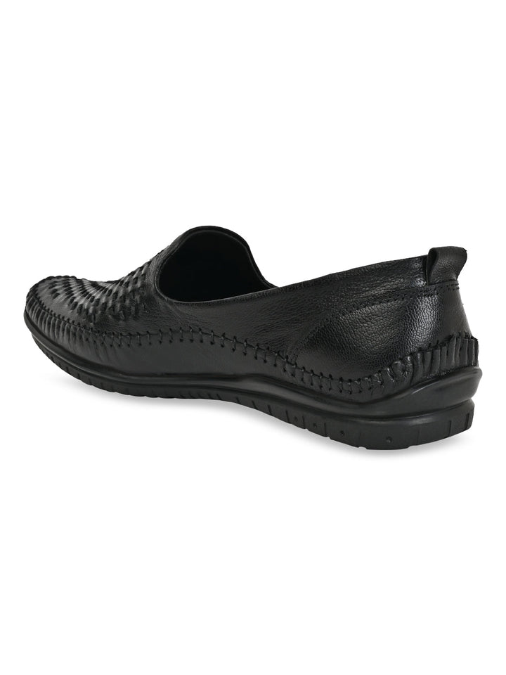 Regal Black Men Leather Woven Morris