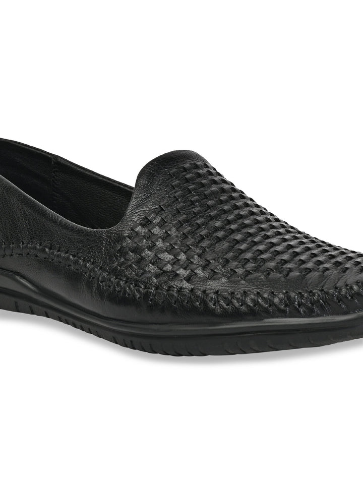 Regal Black Men Leather Woven Morris