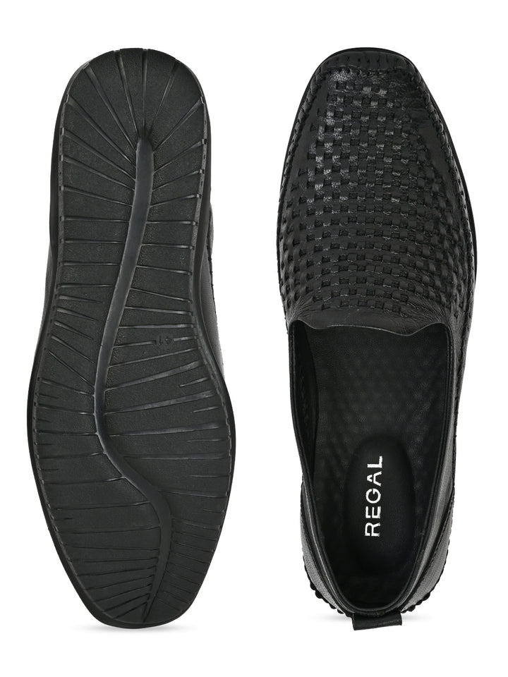 Regal Black Men Leather Woven Morris