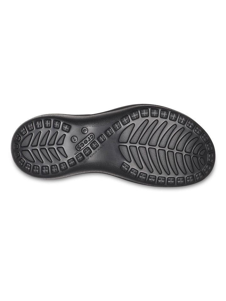 Crocs Black Women Capri Metallic Textured Wedge Flip Flops