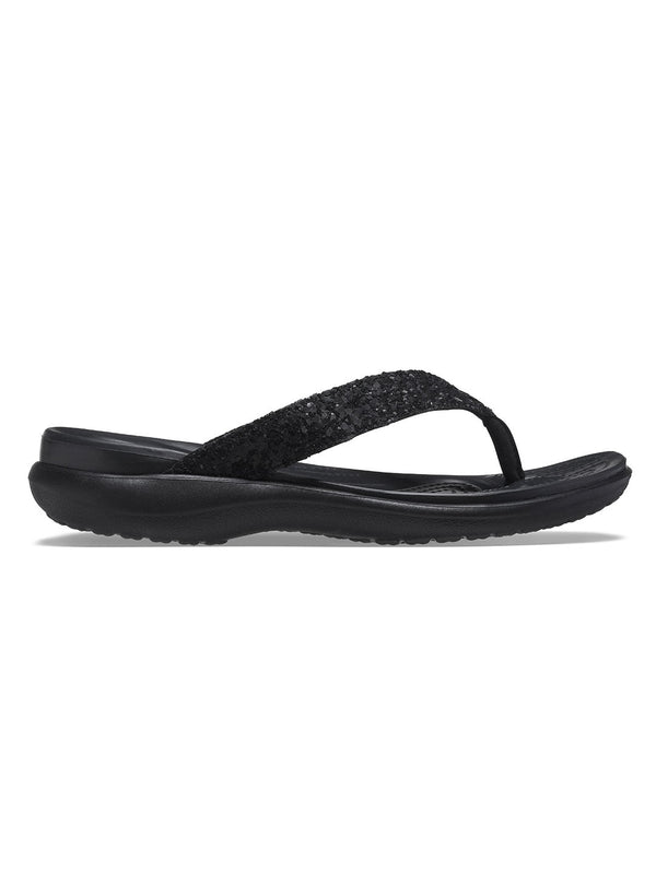 Crocs Black Women Capri V Glitter Flip Flops