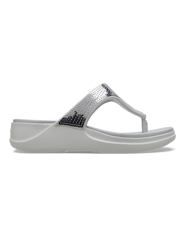 Crocs Silver Women Boca Wedge Flip Flops
