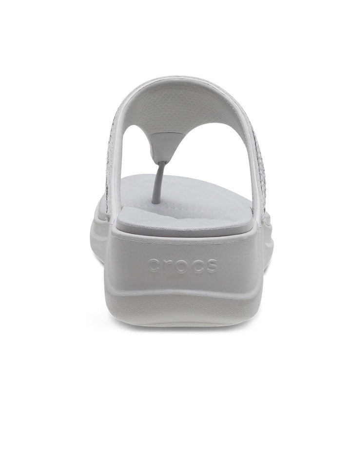 Crocs Silver Women Boca Wedge Flip Flops