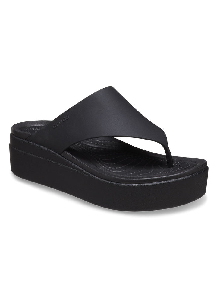 Crocs Black Women Brooklyn Wedge Flip Flops