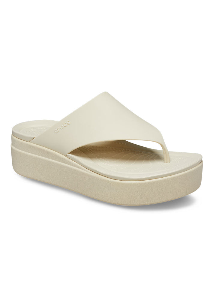 Crocs Cream Women Brooklyn Wedge Flip Flops