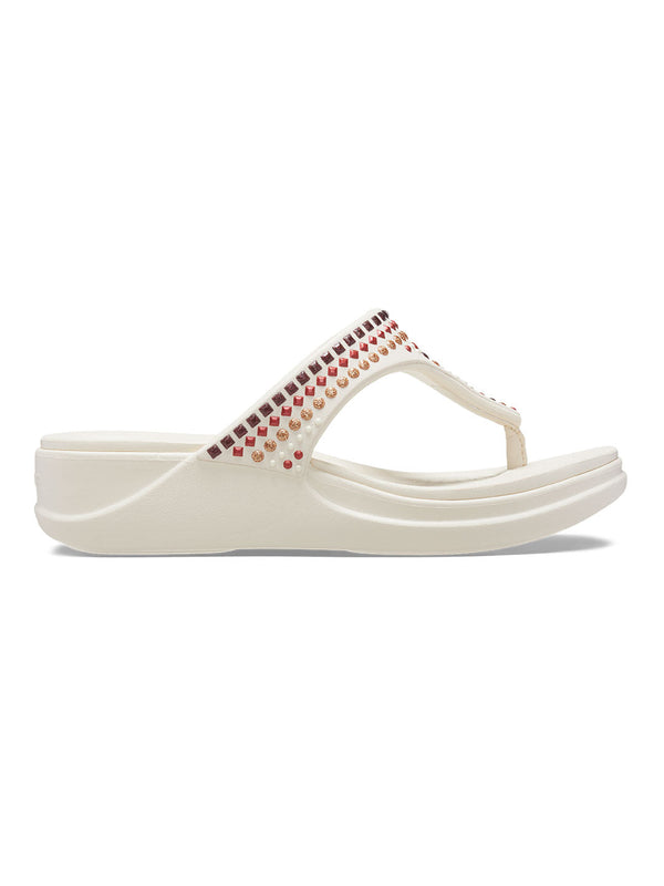 Crocs White Women Stucco Boca Flip Flops