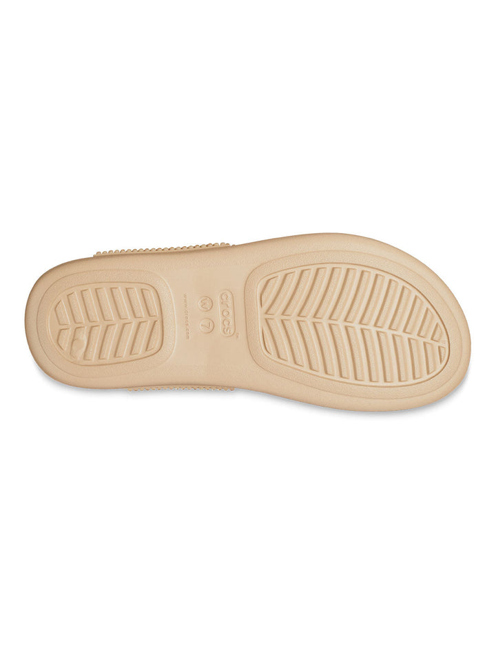 Crocs Beige Women Boca Bling Wedge Flip Flops