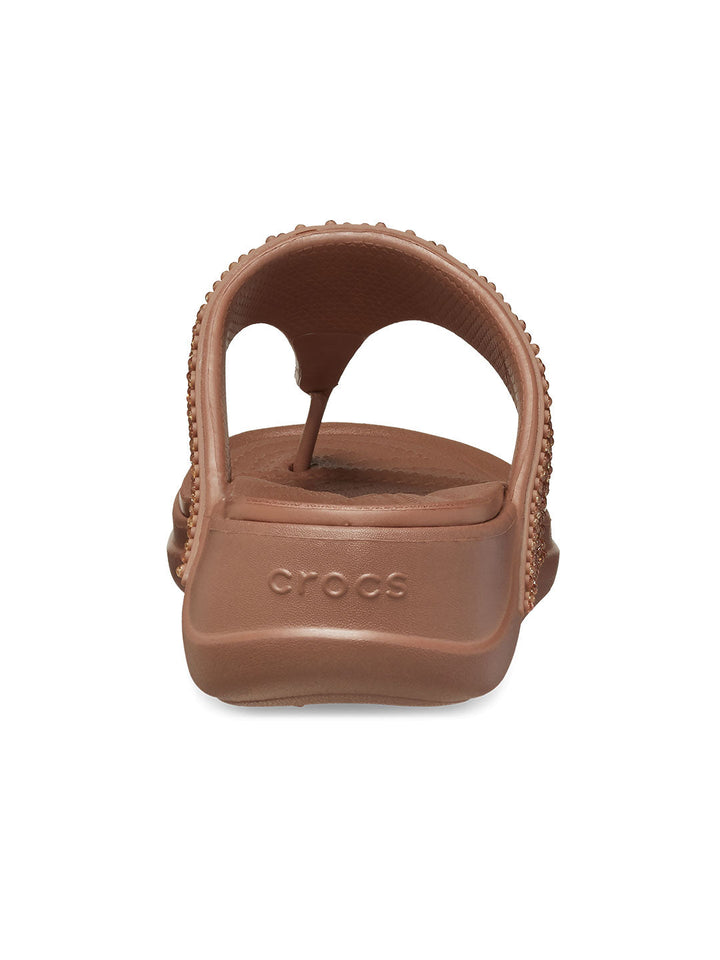 Crocs Brown Women Boca Bling Wedge Flip Flops