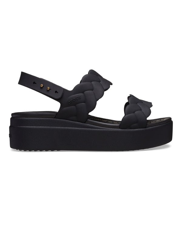 Crocs Black Women Brooklyn Woven Upper Low Wedges