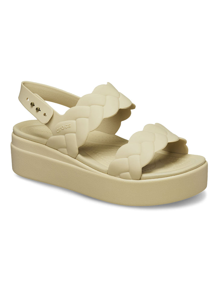 Crocs Cream Women Brooklyn Woven Upper Low Wedges