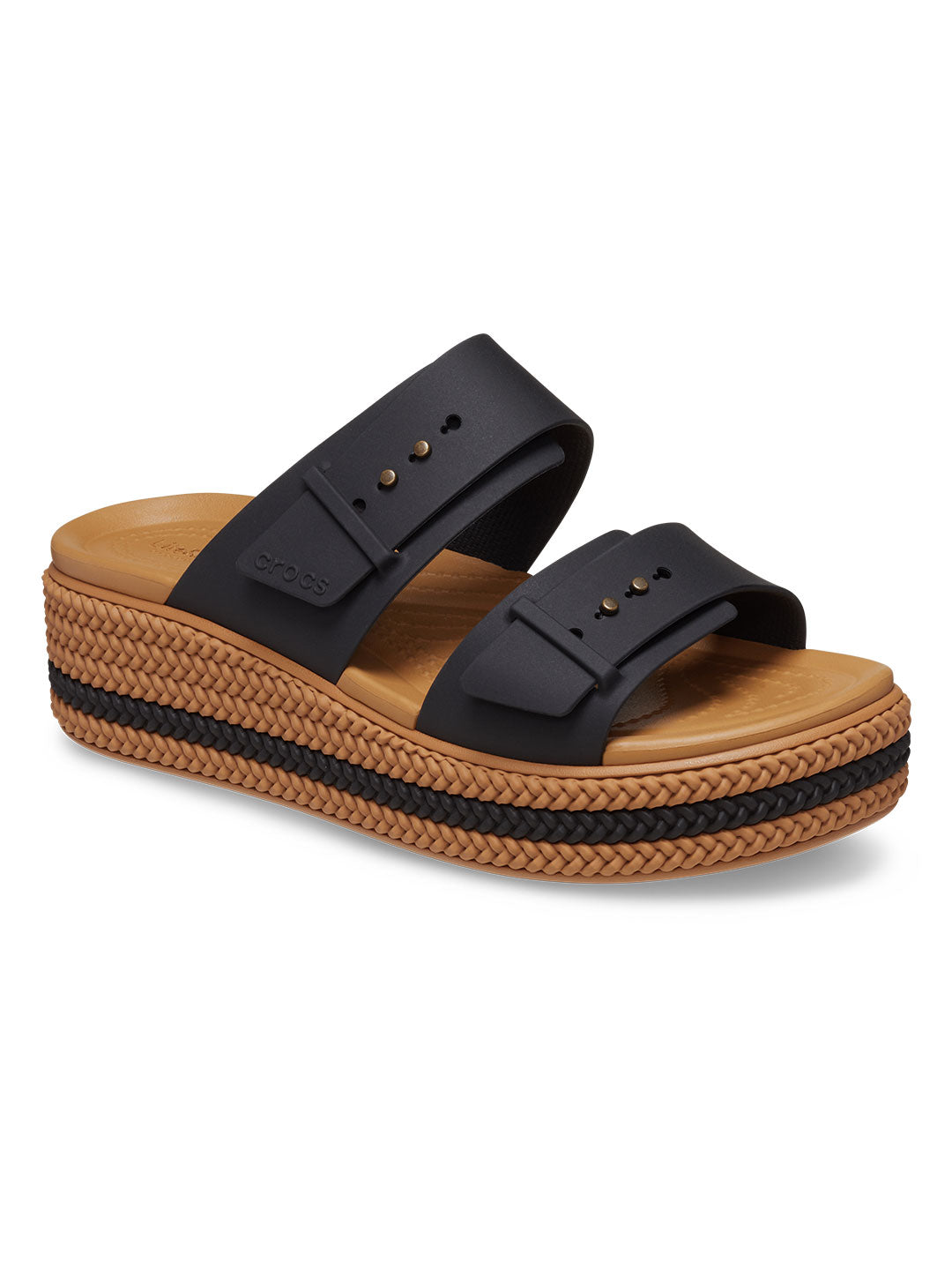 Shop Crocs Black Women Brooklyn Woven Buckle Sandals Online