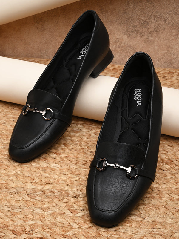 Empower By Rocia Black Women Buckled Work Wear Pumps
