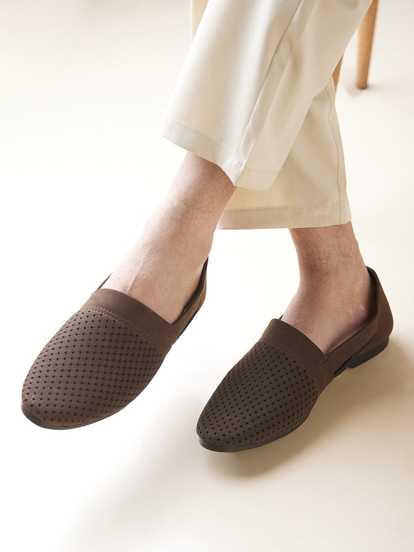 Regal Mens Laser Cut Suede Casual Slip Ons