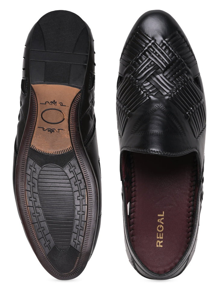 Regal Black Men Ethnic Woven Juttis
