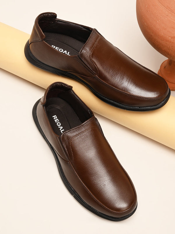 Regal Brown Men Comfort Leather Slip Ons
