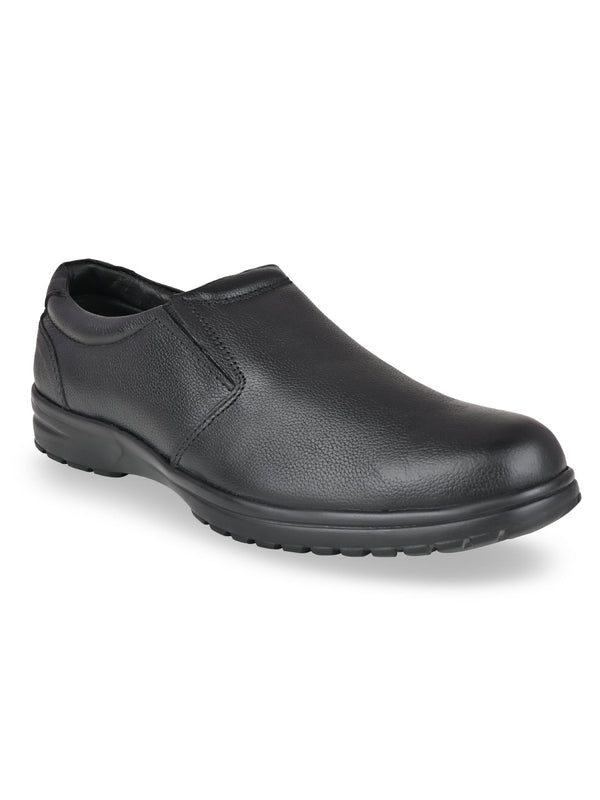 Regal Black Men Leather Slip Ons