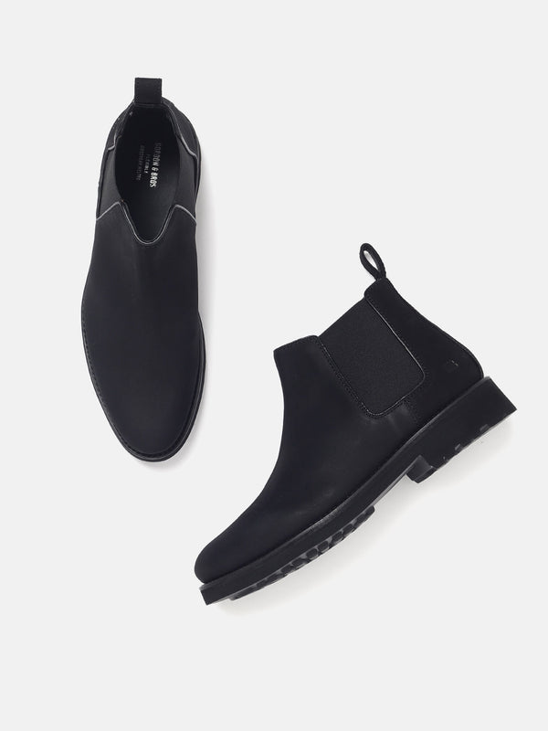 Gordon And Bros Nubuck Black Men Chelsea Boots