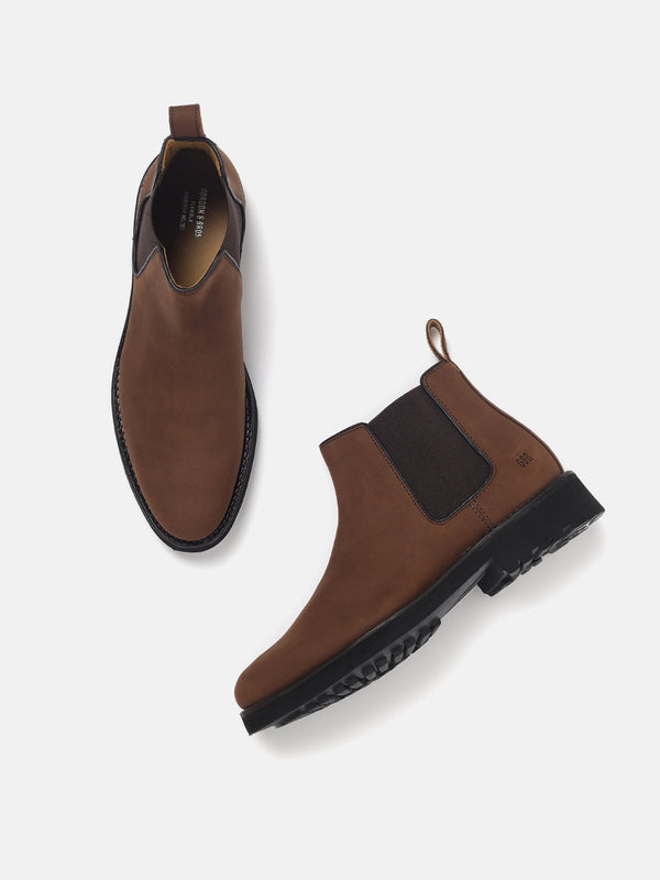 Gordon And Bros Nubuck Tobacco Men Chelsea Boots