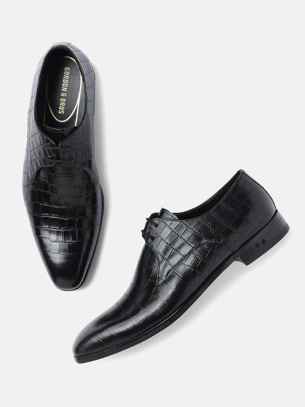 Gordon And Bros Black Men Derby Lace Up Shoes