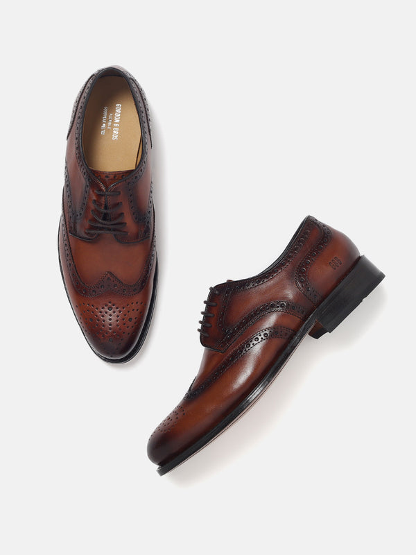 Gordon And Bros Adigo Cognac Men Wing Brogue Lace Up Shoes