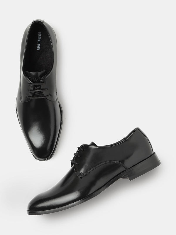 Gordon And Bros Patent Black Men Derby Lace Up Shoes