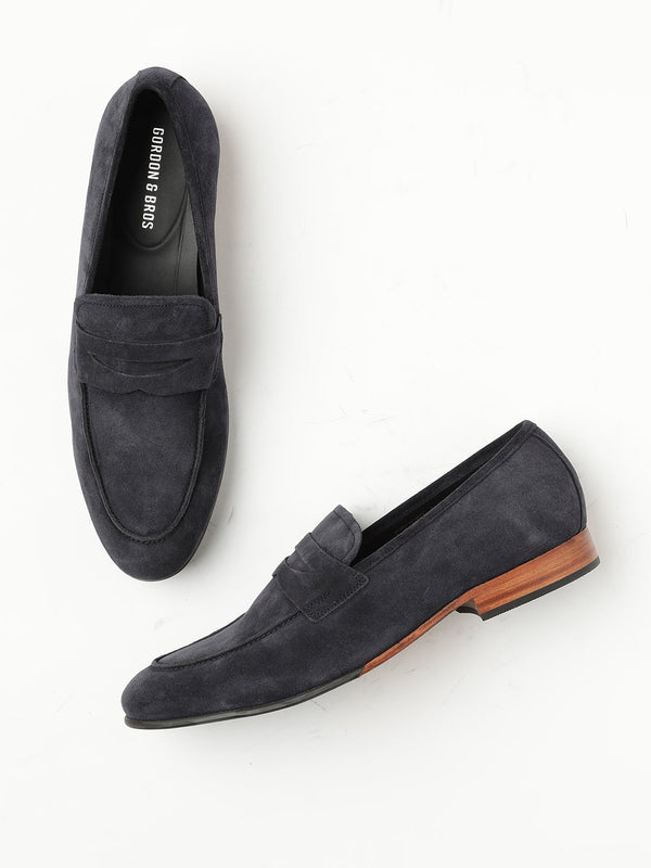 Gordon And Bros Suede Navy Men Formal Slip Ons