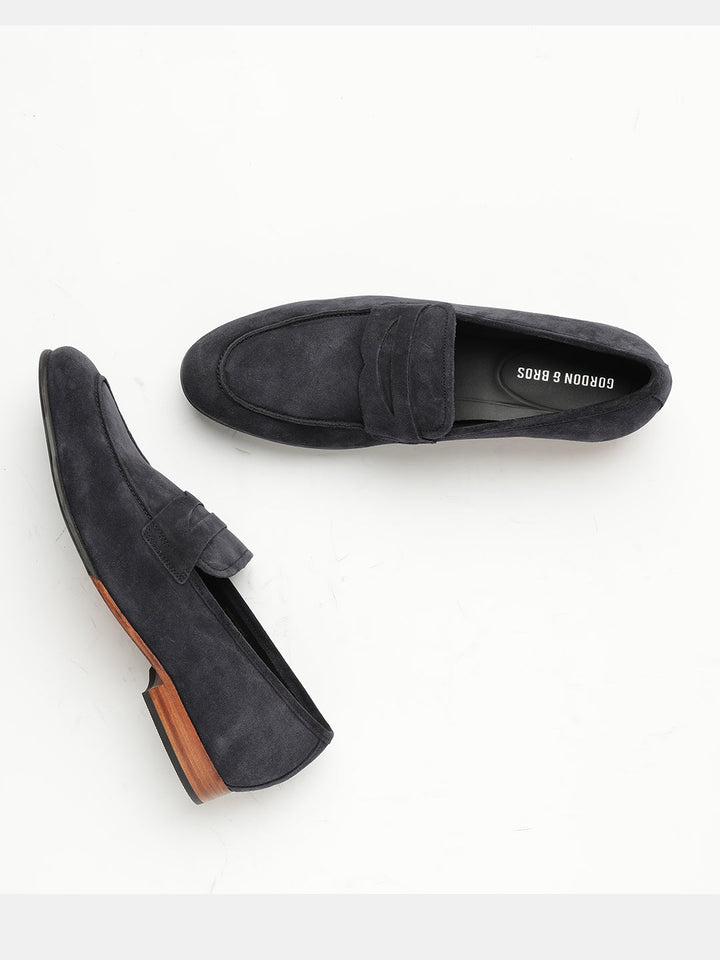 Gordon And Bros Suede Navy Men Formal Slip Ons