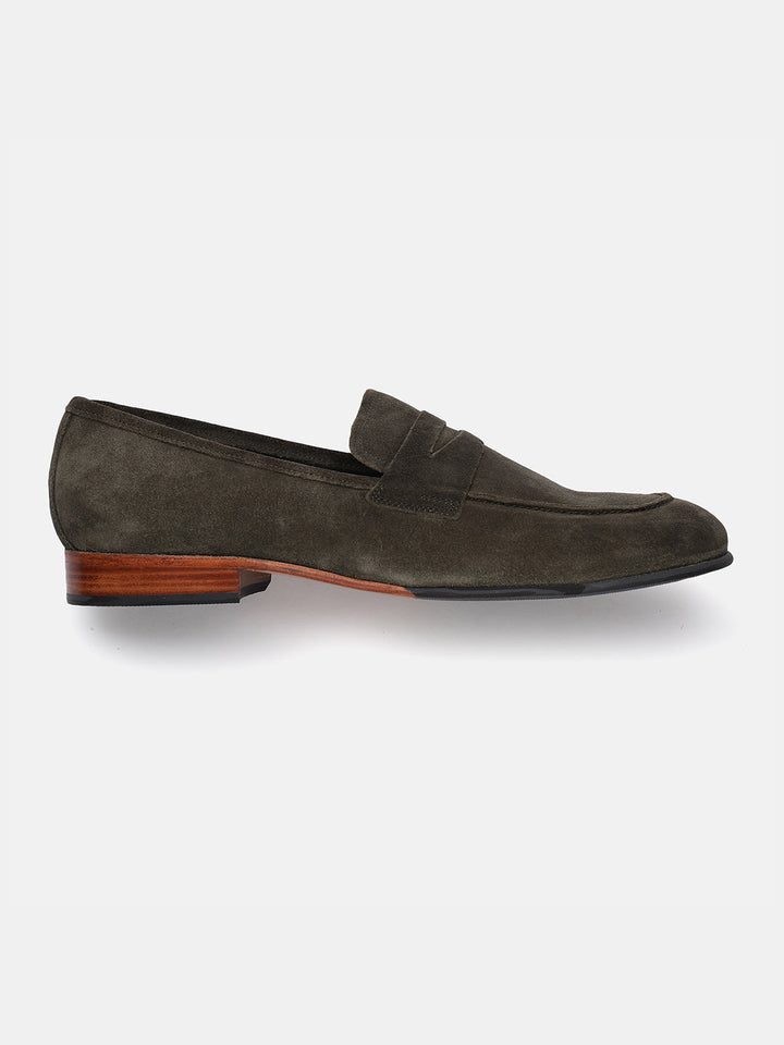 Gordon And Bros Suede Olive Men Formal Slip Ons