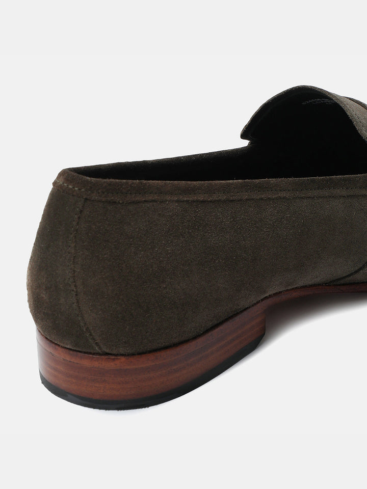 Gordon And Bros Suede Olive Men Formal Slip Ons