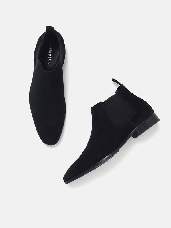 Gordon And Bros Suede Black Men Chelsea Boots