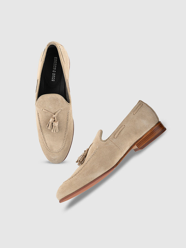 Gordon And Bros Suede Cappuccino Men Tassel Loafer