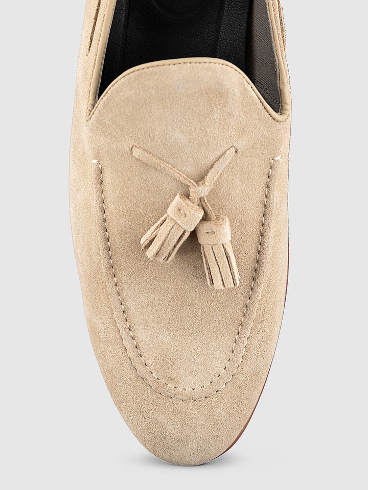 Gordon And Bros Suede Cappuccino Men Tassel Loafer