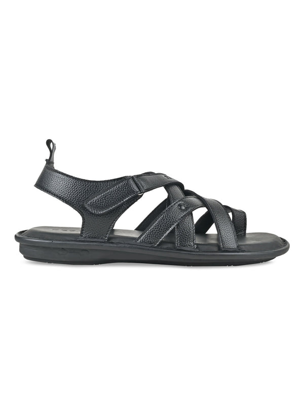 Regal Black Men Strappy Casual Sandals