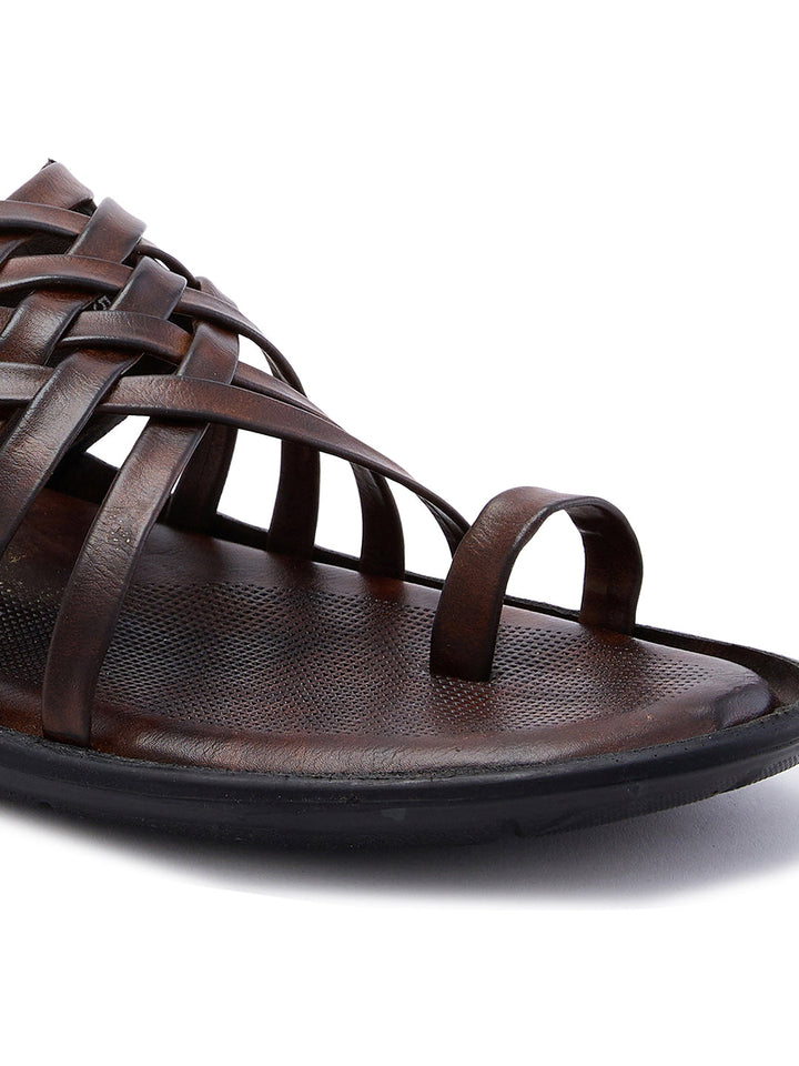 Regal Brown Men One Toe Formal Strappy Sandal