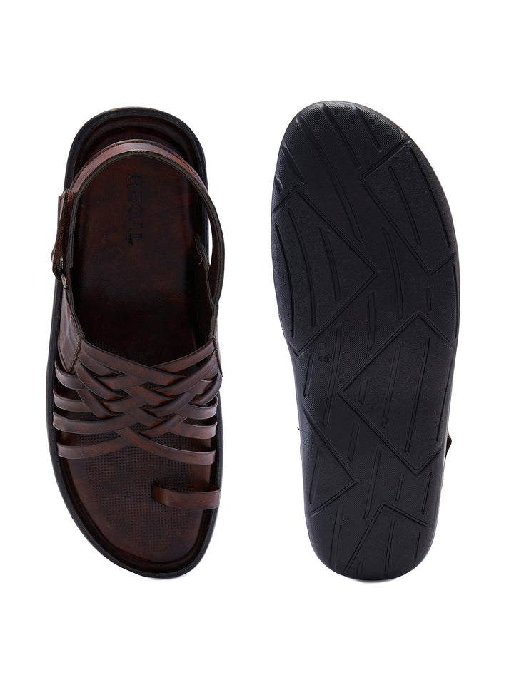 Regal Brown Men One Toe Formal Strappy Sandal