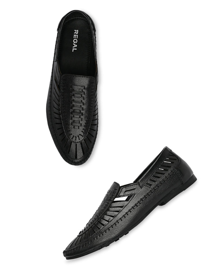 Regal Black Men Ethnic Mojari Sandals