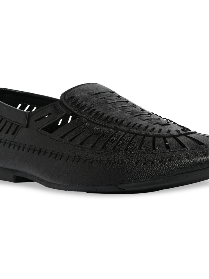Regal Black Men Ethnic Mojari Sandals
