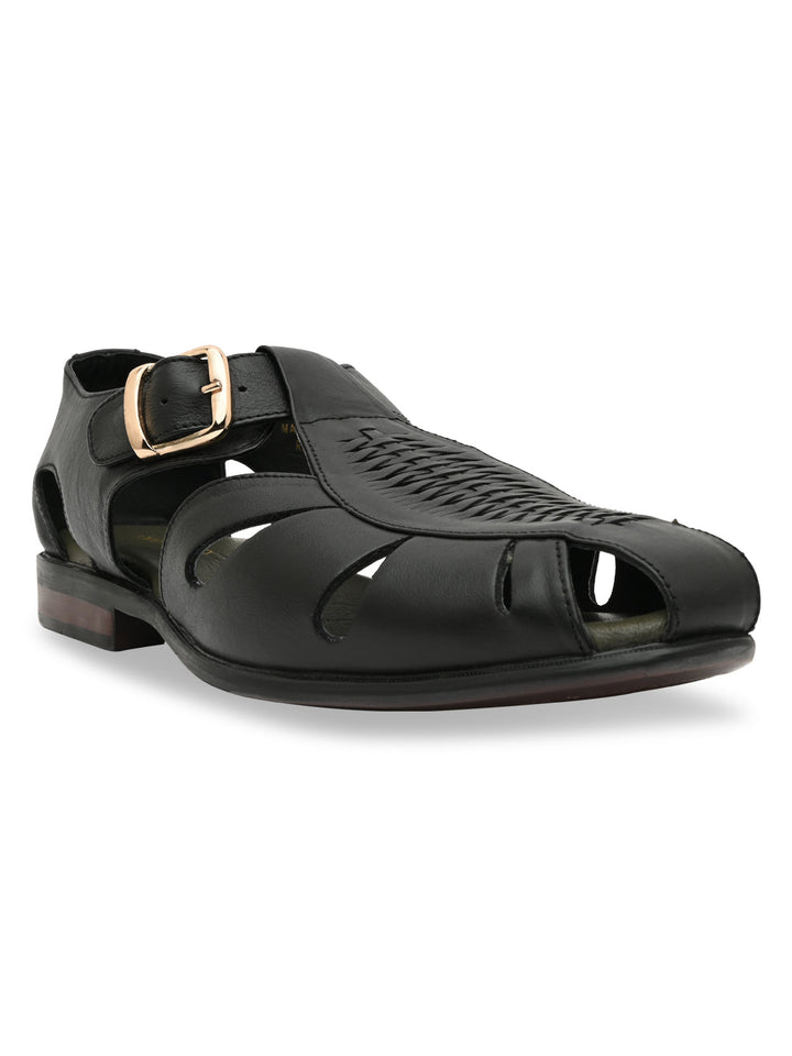 Imperio By Regal Black Men Leather Pathanis
