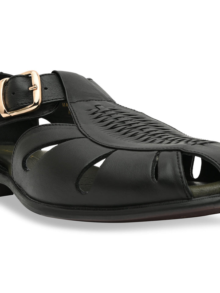 Imperio By Regal Black Men Leather Pathanis