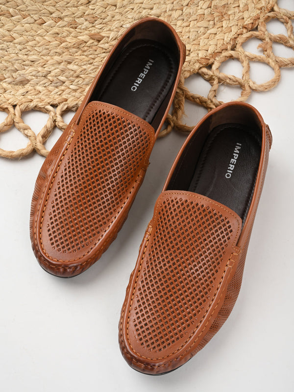 Imperio By Regal Mens Casual Leather Laser Cut Loafers