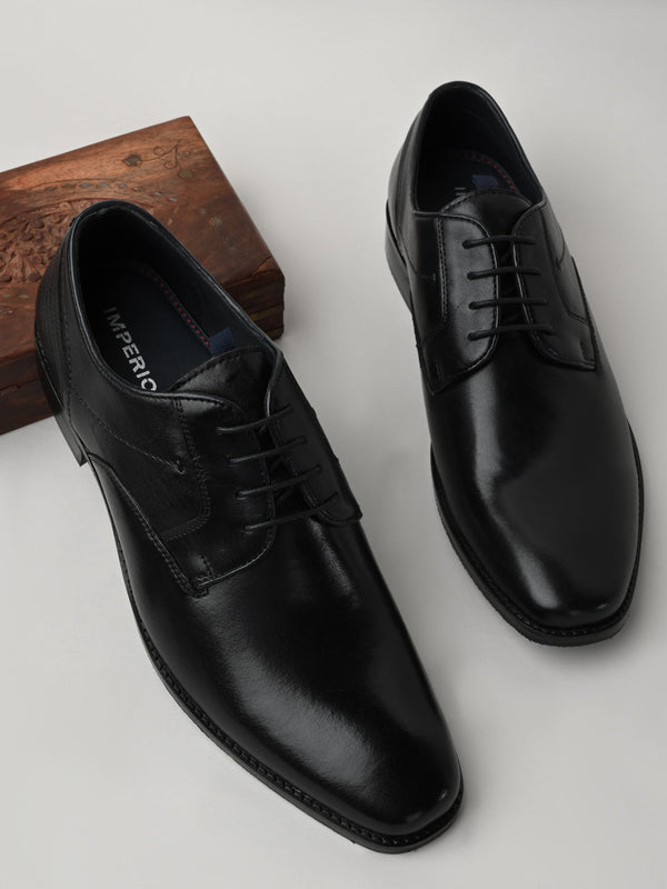Imperio By Regal Black Men Classic Leather Formal Lace Ups