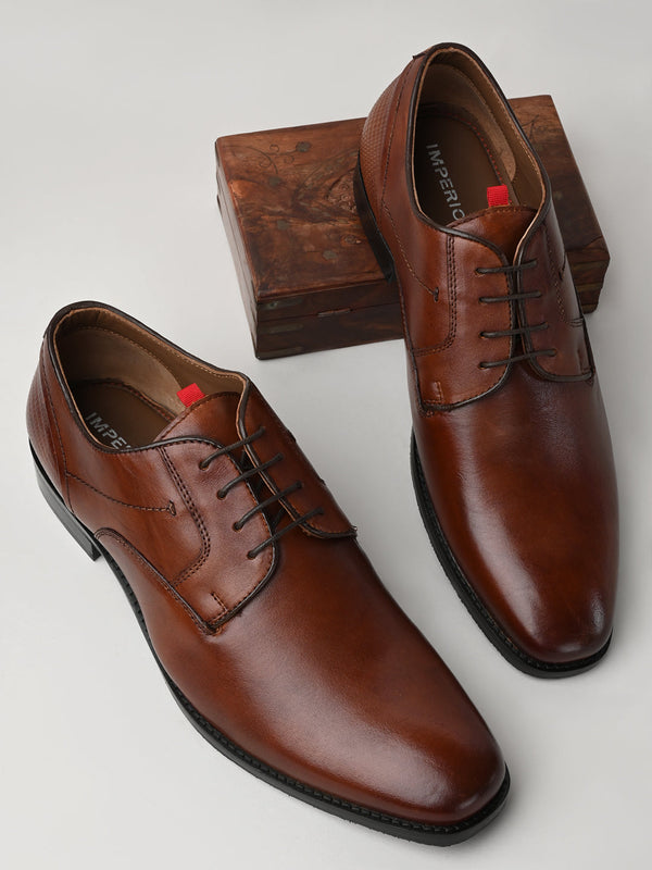 Imperio By Regal Tan Men Classic Leather Formal Lace Ups