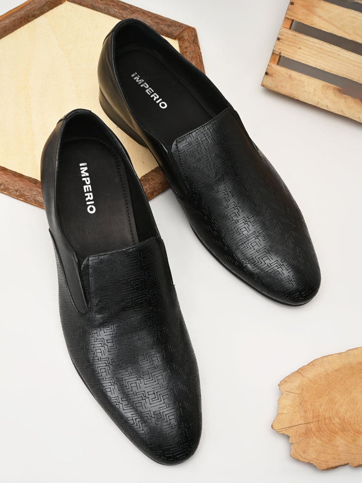 Imperio By Regal Black Mens Textured Leather Formal Slip Ons