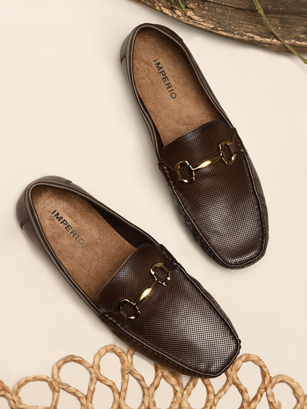 Imperio By Regal Brown Men Textured Leather Casual Loafer