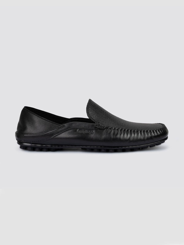 Language Black Men Leather Loafers