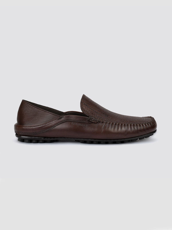 Language Brown Men Leather Loafers