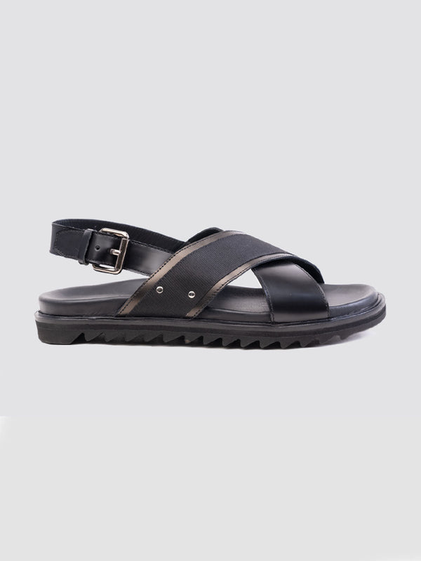 Language Black Men Leather Sandals