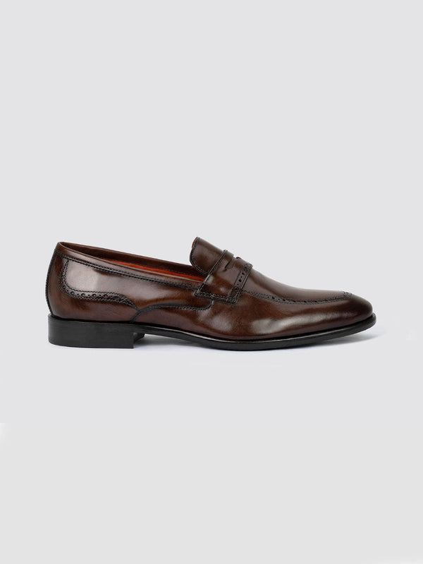 Language Brown Men Leather Loafers