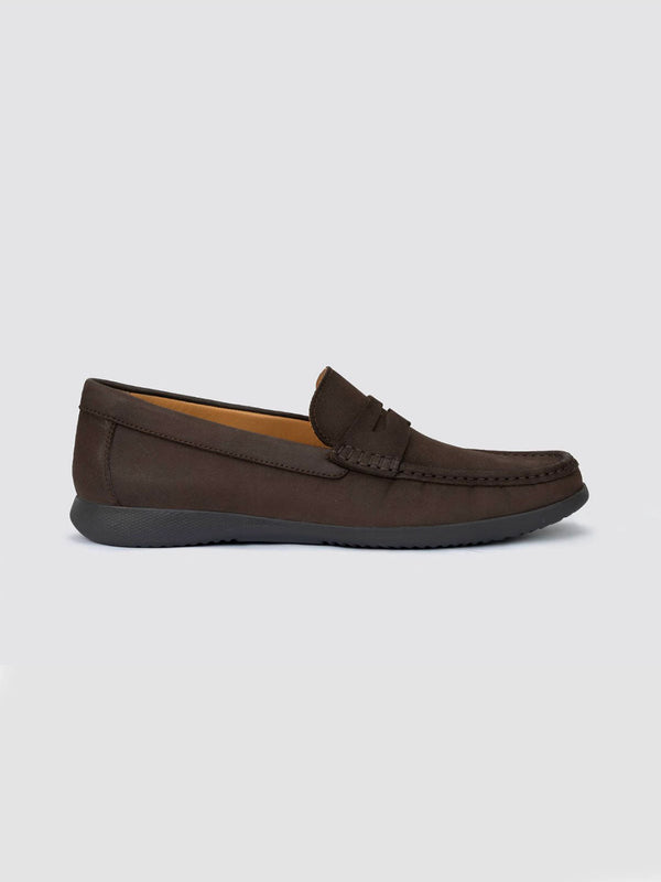 Language Brown Men Leather Moccasins